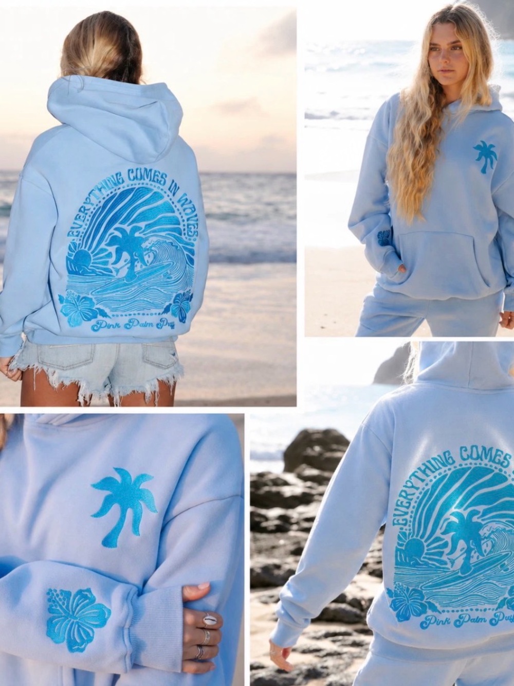 Light Blue Graphic Pullover Hoodie with matching sweatpants